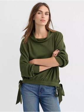 LOFT Olive Green Side Tie Sweatshirt